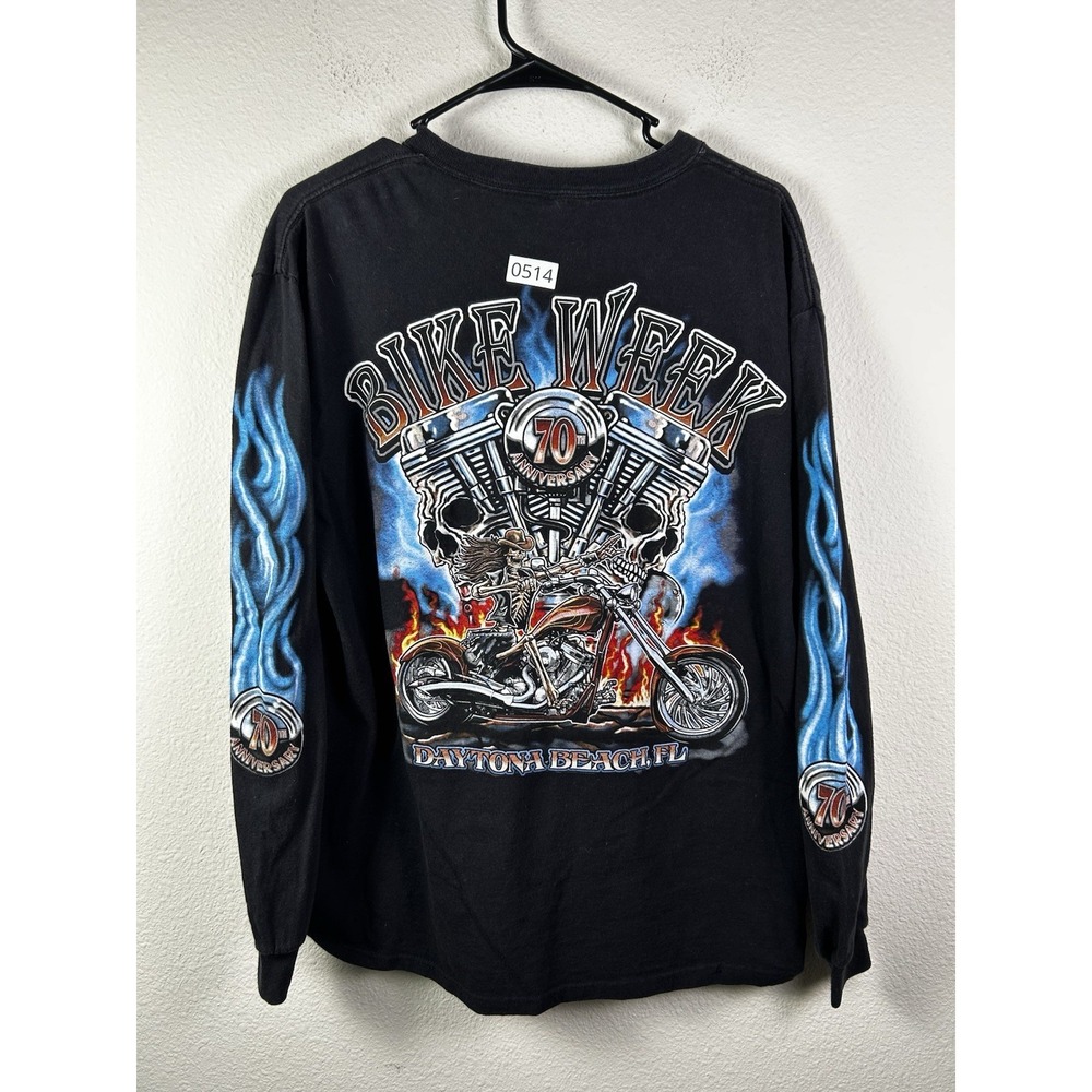 Y2K bike week skulls motorcycle motorcycles Flame Long Sleeve Hit